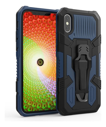 Funda Case Para iPhone XS New Robot + Gancho Antishock Azul