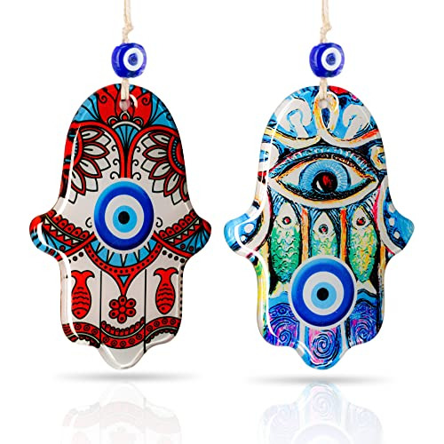 2 Piezas De Decoración Hamsa Ojo Malvado Hecho Mano Vi...