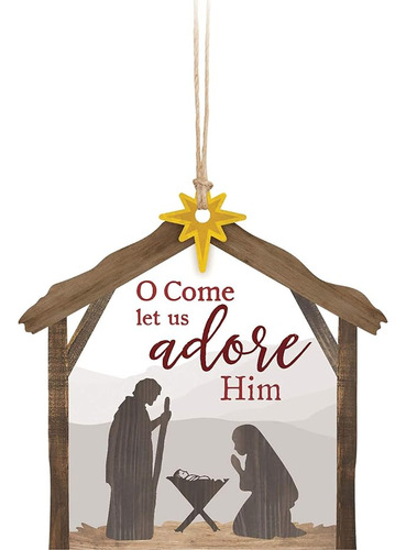 O Come Let Us Adore Him Nativity Adorno De Navidad De Madera