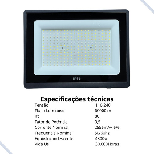 Kit 5 Refletor Led Holofote 2000w Bivolt Prova D'água 6500k