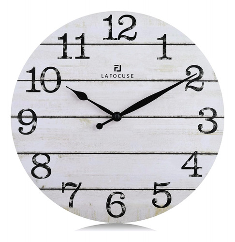 Reloj De Pared De Madera Rústico Rústico De 12 Pulgadas, Sil