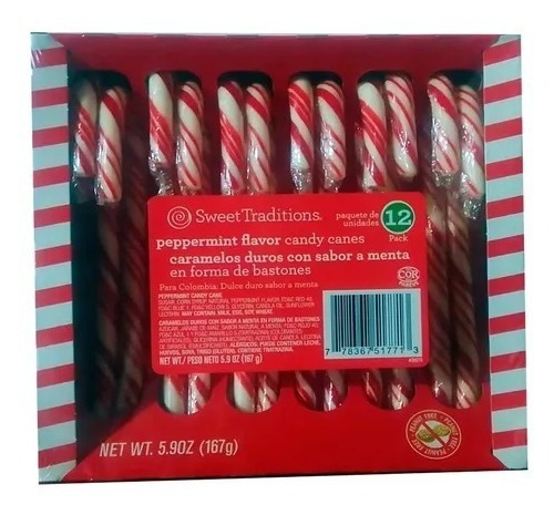 Caja Caramelos Bastones Navidad - Unidad a $3158