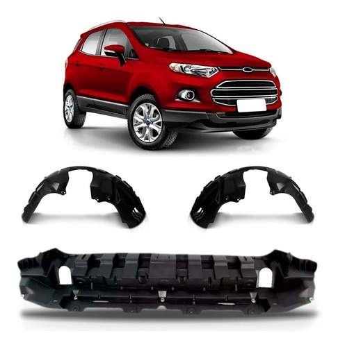 Kit Defletor Com Par De Parabarro Ecosport 2013 A 2016