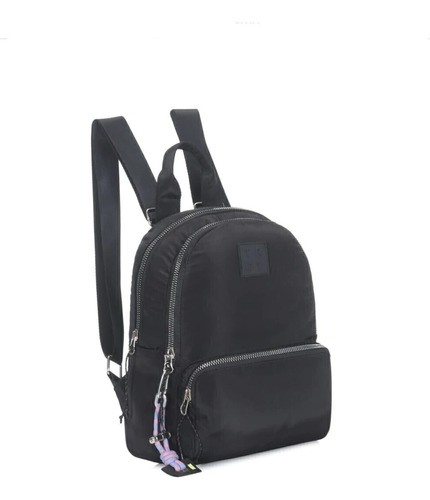 Mochila Cartera Urbana Reforzada Trendy Color Negro Diseño De La Tela Liso