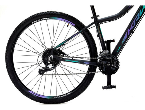 Bicicleta Aro 29 Krw Alum 27v Shimano Acera Hidrál Trava S31 Cor Preto/lilas E Turquesa