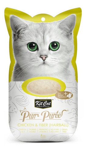 Snack Gato Kit Cat Purr Puree Pollo & Fibra (hairball)