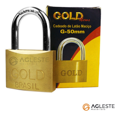 Cadeado De Latao Macico G-50mm Premium - Gold