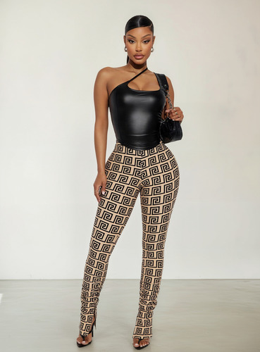 Legging Estampado Geométrico Café
