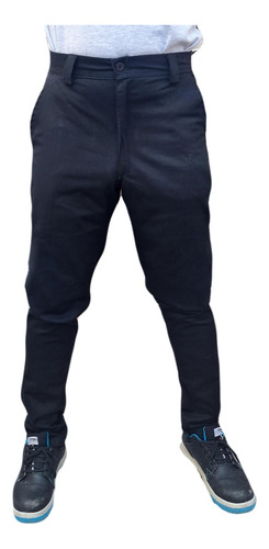 Pantalon Liso De Trabajo Reforzado Negro Talle 38 A 60