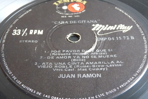 Jch- Juan Ramon Cara De Gitana Miniplay Lp