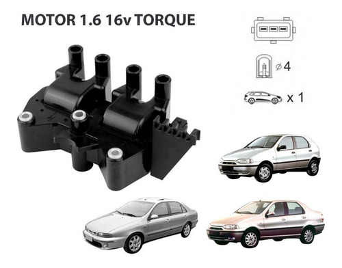 Bobina De Encendido Fiat Siena Palio 1.6l 16v Torque 2001