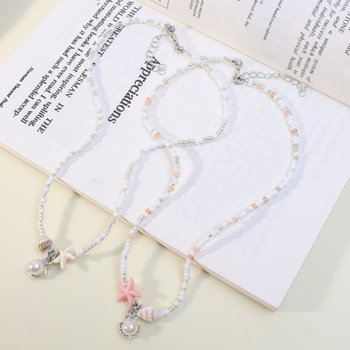 Collar Con Colgante De Concha Y Estrella De Mar Con Cuentas