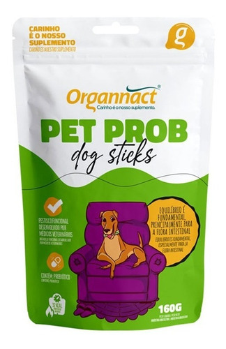Suplemento Pet Prob Dog Sticks 160g Organnact Probióticos