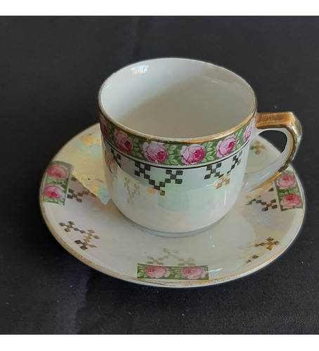 Taza Cafe Antigua Porcelana Alemana Tornasolada- B21