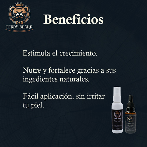 Minoxidil Teddy Beard P/ Barba & Cabello Dos Frascos Al 10%