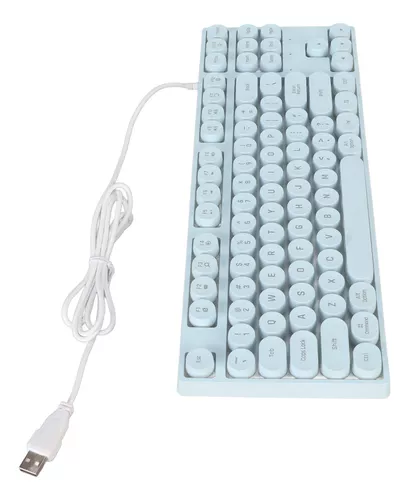 Teclado Mecânico de 87 Teclas, Teclado Redondo de Toque USB Com  Retroiluminação Colorida, Teclado Ergonômico para Jogos de Digitação  Precisa, para PC de Mesa (Branco)