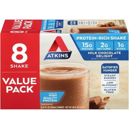 Pack De 8 Batido 11 Onzas Atkins, Chocolate Con Leche