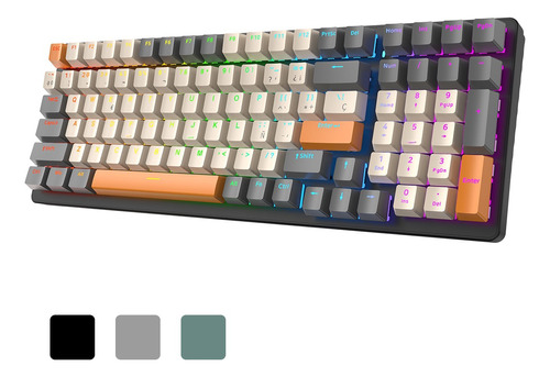 Free Wolf K3 Teclado Gamer Mecánico Teclado con Cable QWERTY Eje verde español color Gris Y Blanco con luz RGB