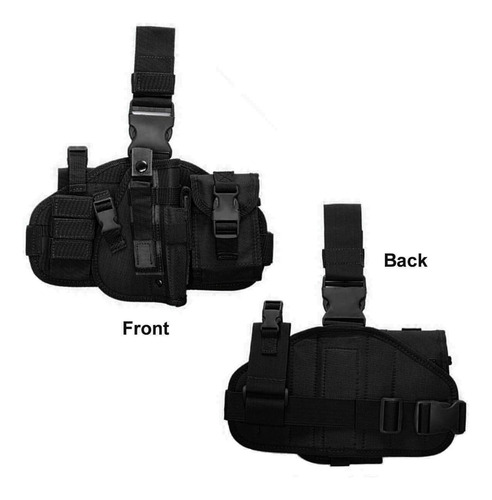 Holster Tactical Leg Drop Right, Molle Panel For Glock 19 17 Diestro Negro