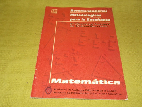 Matemática / Recomendaciones Metodológicas Para La Enseñanza