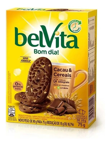 Kit 2x Biscoito Bel Vita Cacau E Cerais + Mel E Cereais 75g