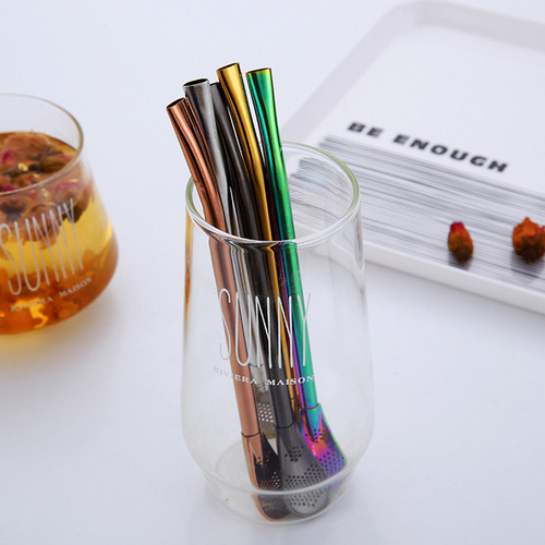 Cuchara De Acero Inoxidable, Pajitas Reutilizables