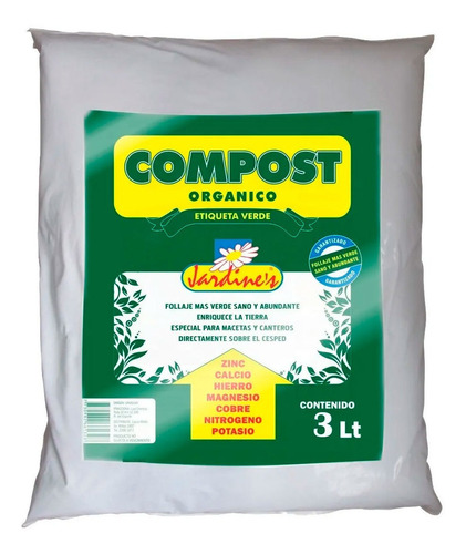 Compost Orgánico Etiqueta Verde 3lt Jardines H Y T
