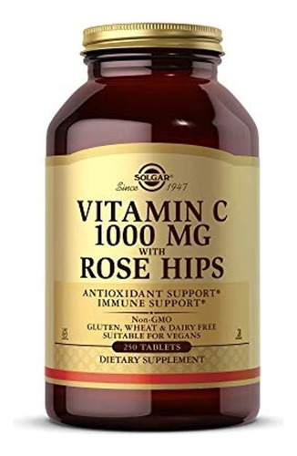 Vitamina C 1000 Mg Con Rose Hips, 250 Cap Solgar