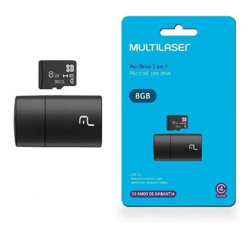Imagem 1 de 5 de Cartão De Memória 8 Gb E Pendrive Usb 2.0 2 Em 1 Mc161