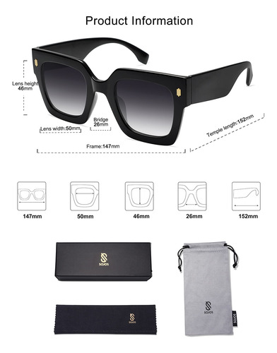 Gafas De Sol Sojos Vintage Oversized Square Sj2194c1 Para Mu