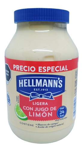 Mayonesa Hellmann's Ligera Con Jugo De Limón 1 Kg