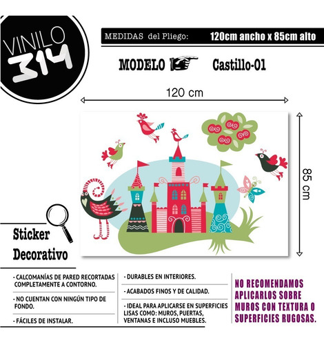 Vinilo Decorativo Infantil Castillo-i 01.calcomanía, Sticker