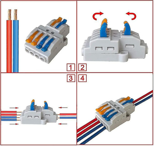 15 Conectores De Cable Con Tuerca Y Palanca Kv424, 2 X 4 Sal