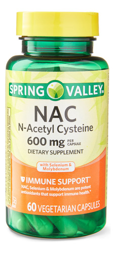 Nac 600mg 60 Cápsulas Spring Valley Vegetarianas