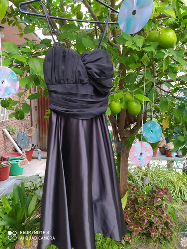 Vestido Raso. Fiesta. Talle 1. Color Negro