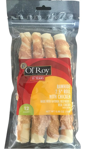 Ol Roy Dog Treats, Piel Crudo Pollo Twists 2.5 Inch, 12 Unid