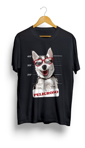 Playera Camiseta Perro Peligroso Husky Dog Perrito Animales