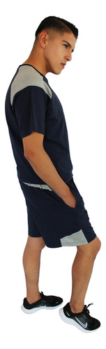 Short Azul Con Jaspe Para Caballero