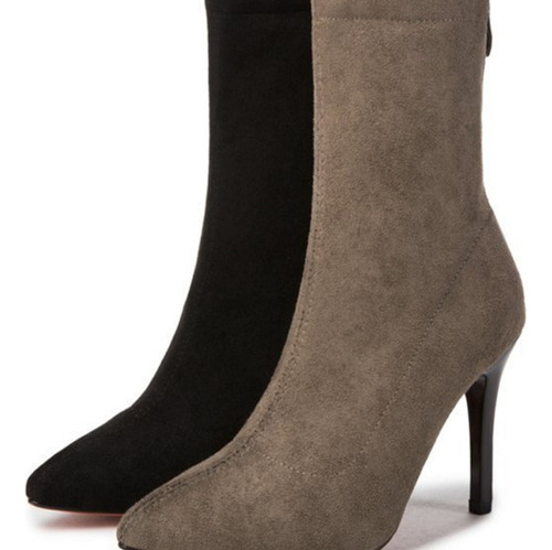 Bota De Tacón Alto Mujer Moda Elegante Cómodo Con Cremallera
