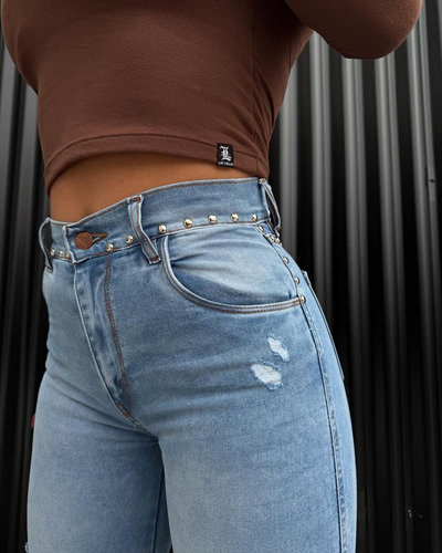 Jean Elastizado Las Locas Denim Ear - Con Tachas