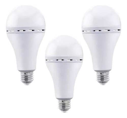 Paquete De 3 Focos Led 9w Recargable Luz Fría Igoto