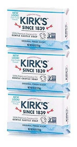 Kirk Coco Original Jabón De Castilla, Pack De 3.