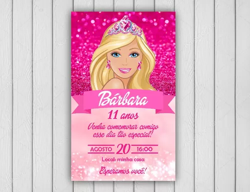 Criar convite de Barbie Rosa online grátis