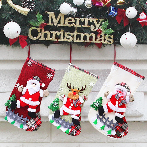 * 3 Pares Grandes Medias De Botas Navideñas Decorativas