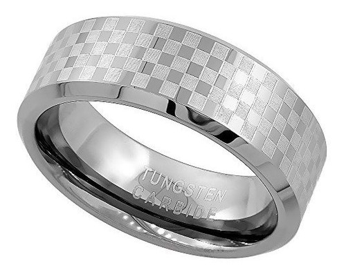 Tungsten Carbide 8 Mm Flat Wedding Band Ring Grabado Con Pat