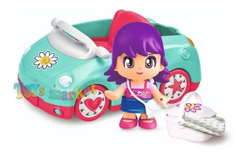 Imagen 2 de 6 de Pinypon Auto O Moto + Muñeca Y Accesorios Picnic Tv Famosa