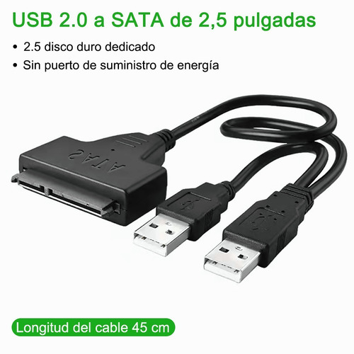 Imagen 10 de 10 de Cable Adaptador Sata A Usb 2.0 Para Disco Duro 2.5 Hdd