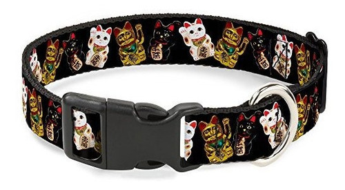 Buckle-down Dog Collar Plastic Clip Maneki Neko Lucky Cats G