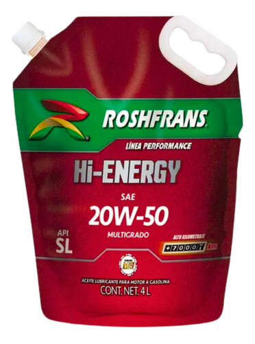Aceite Para Motor Mineral 20w-50 Roshfrans Hi-energy 4lts