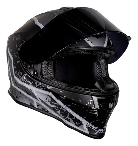Casco Motocicleta Kov Kroon Batman Integral Certificado Ece Negro Solido L